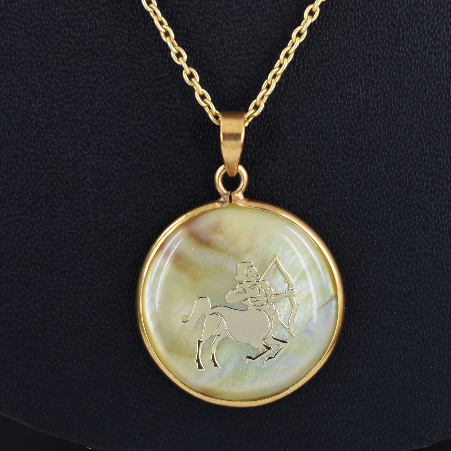 Sagittarius (Dhanu Rashi) Zodiac Mother of Pearl Inlay Pendant - Image 4