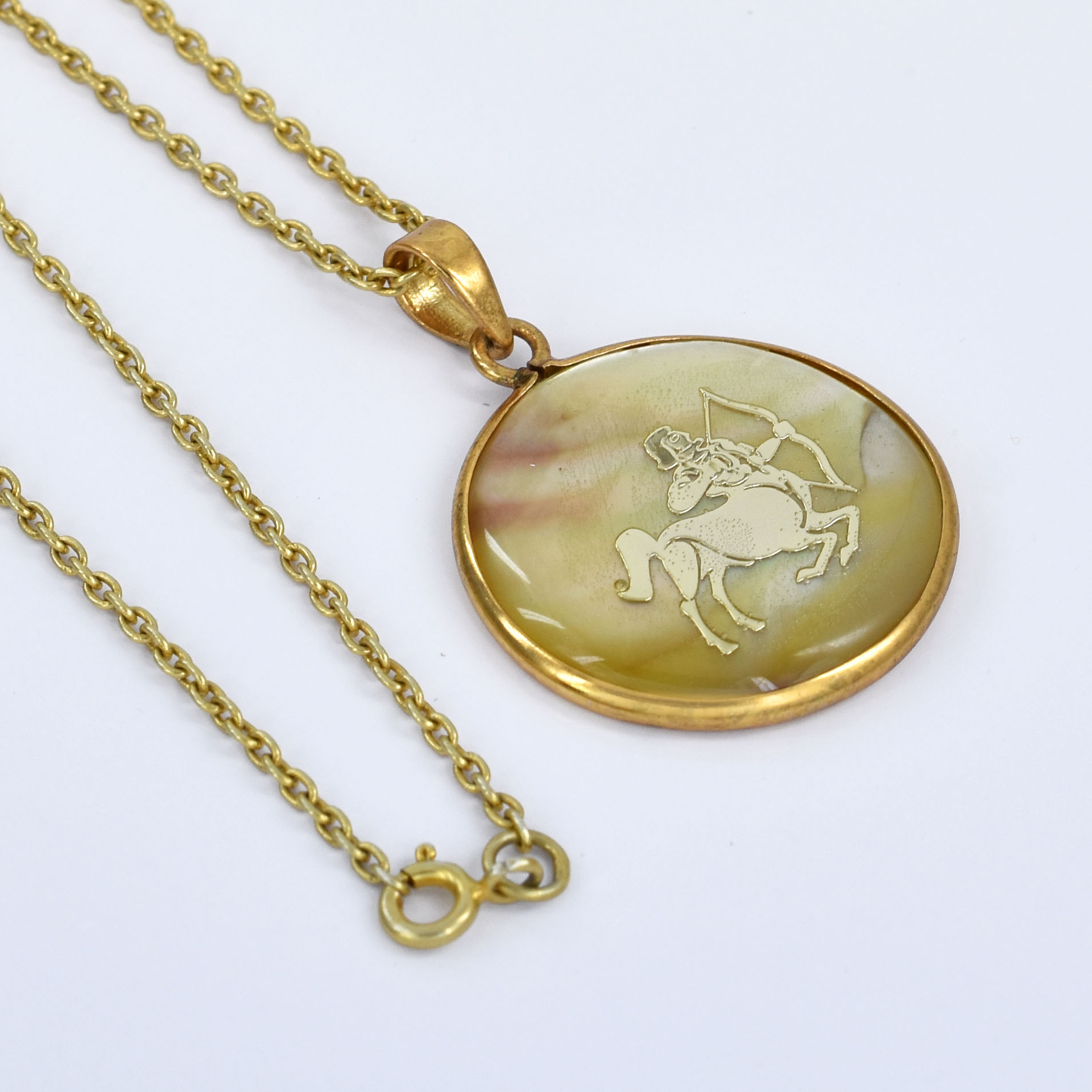 Sagittarius (Dhanu Rashi) Zodiac Mother of Pearl Inlay Pendant - Image 3