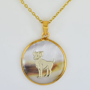 Natural Mother of Pearl Aries Zodiac Pendant Necklace – Gold Astrology Pendant