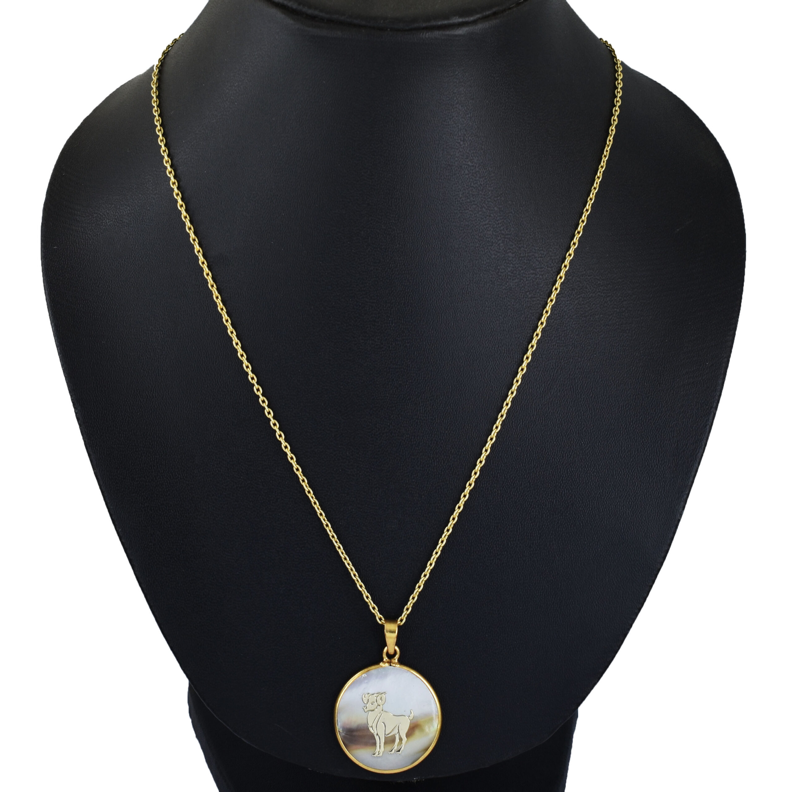 Natural Mother of Pearl Aries Zodiac Pendant Necklace – Gold Astrology Pendant - Image 4
