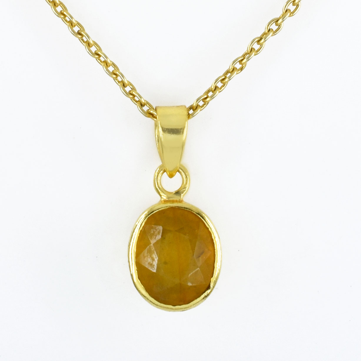 Natural Yellow Sapphire (Pukhraj) Healing Pendant