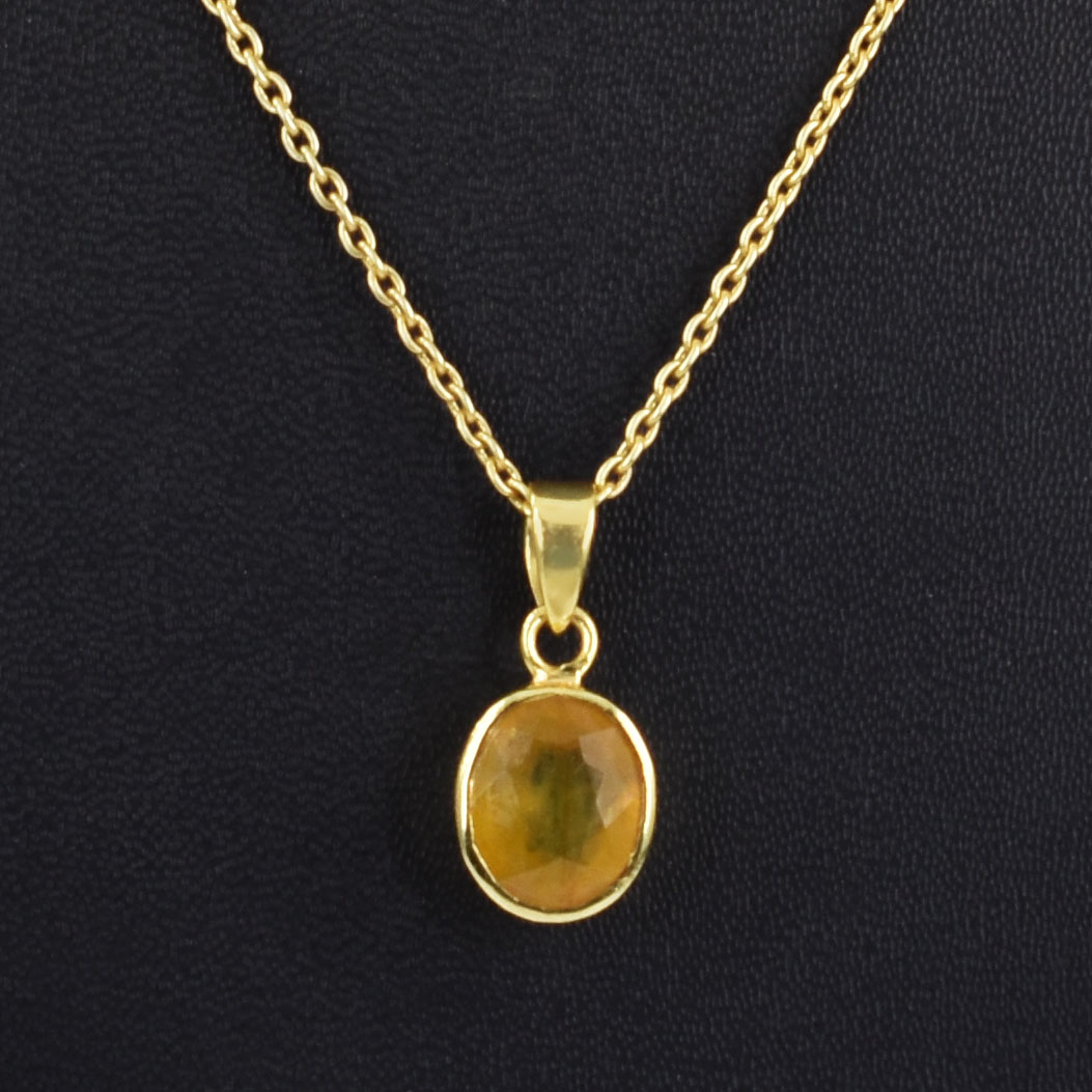 Natural Yellow Sapphire (Pukhraj) Healing Pendant - Image 5