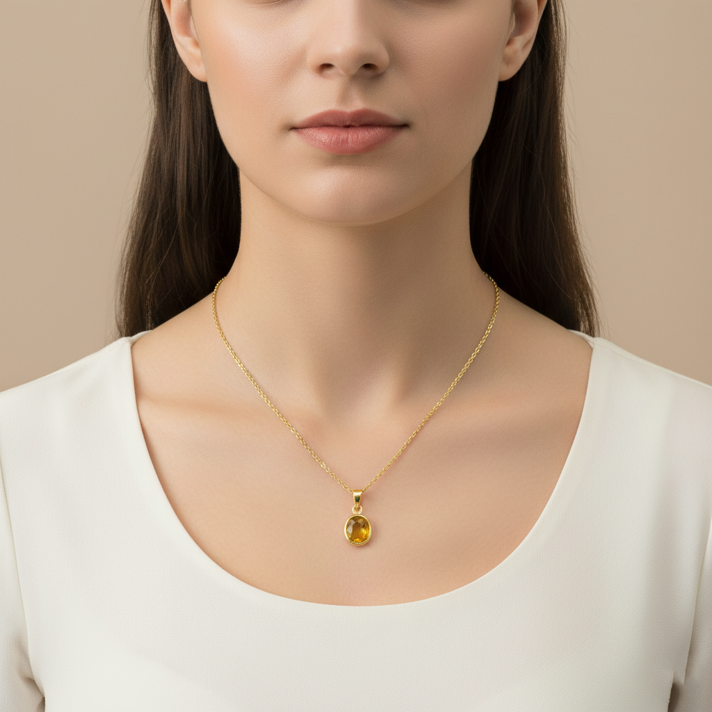 Natural Yellow Sapphire (Pukhraj) Healing Pendant - Image 9