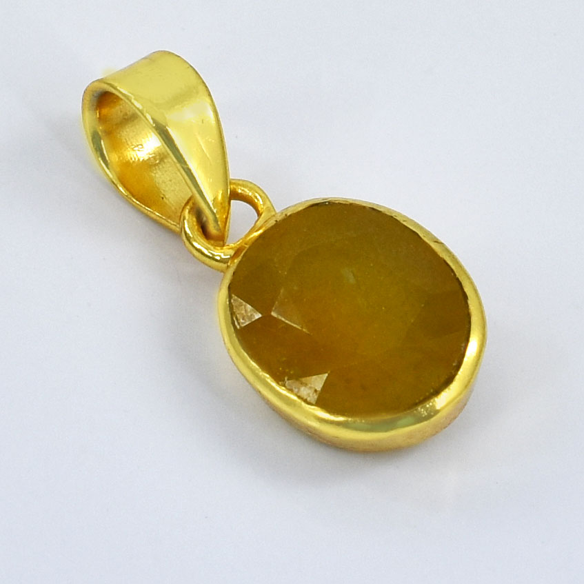 Natural Yellow Sapphire (Pukhraj) Pendant - Image 5