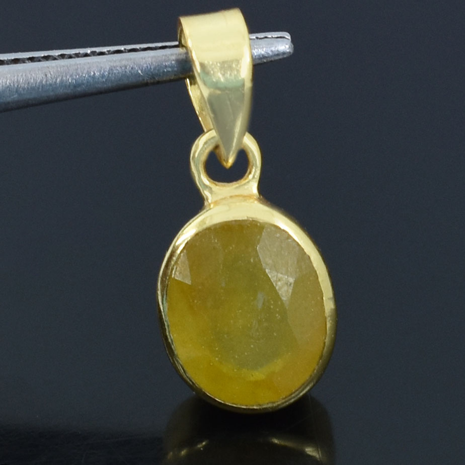 Natural Yellow Sapphire (Pukhraj) Pendant - Image 4