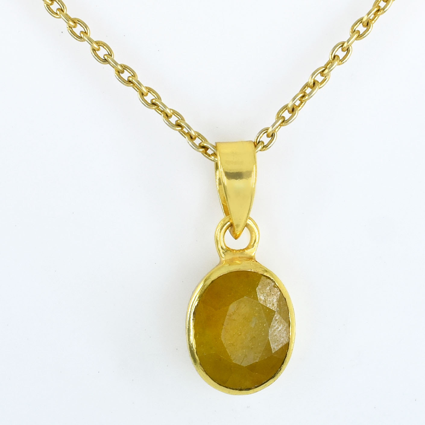 Natural Yellow Sapphire (Pukhraj) Pendant