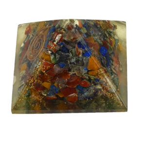 7 Chakra Orgonite Healing Pyramid with Copper Spiral Energy Generator