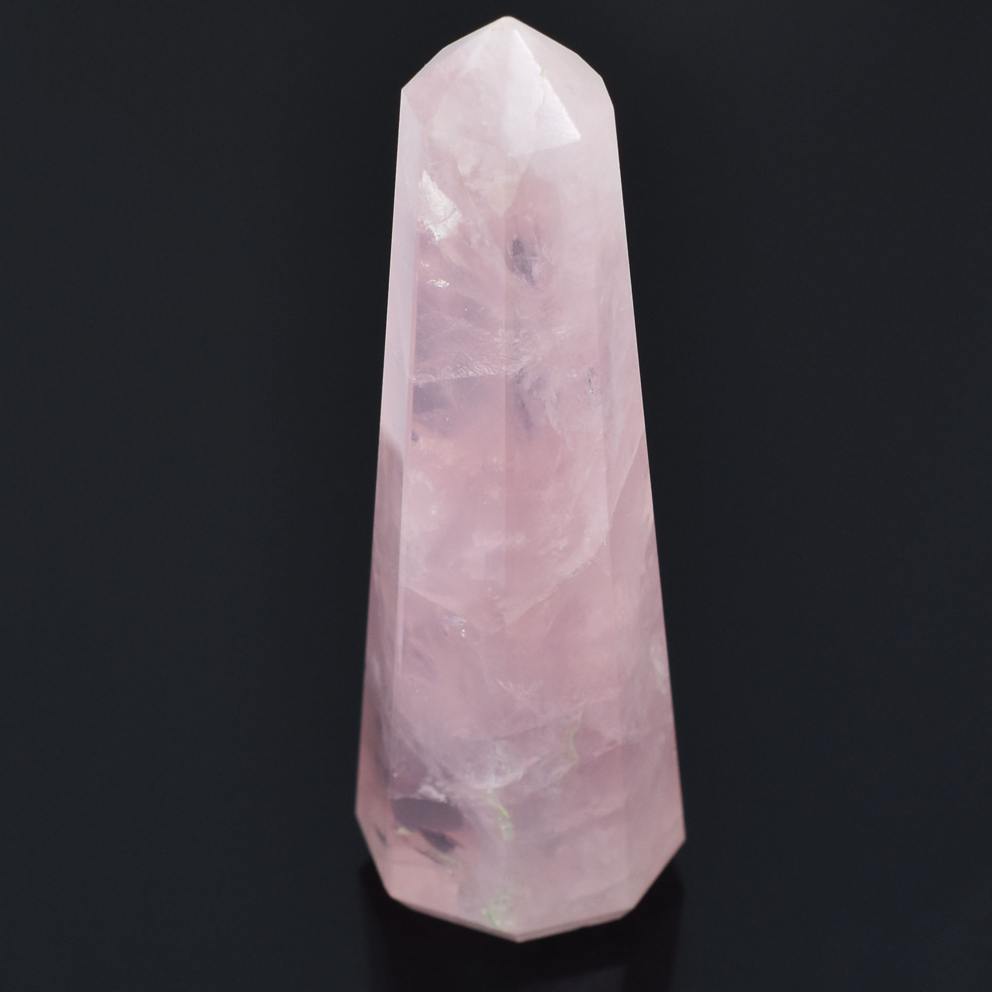 Natural Rose Quartz Healing Crystal Wand (Faceted Obelisk Point) - Image 3
