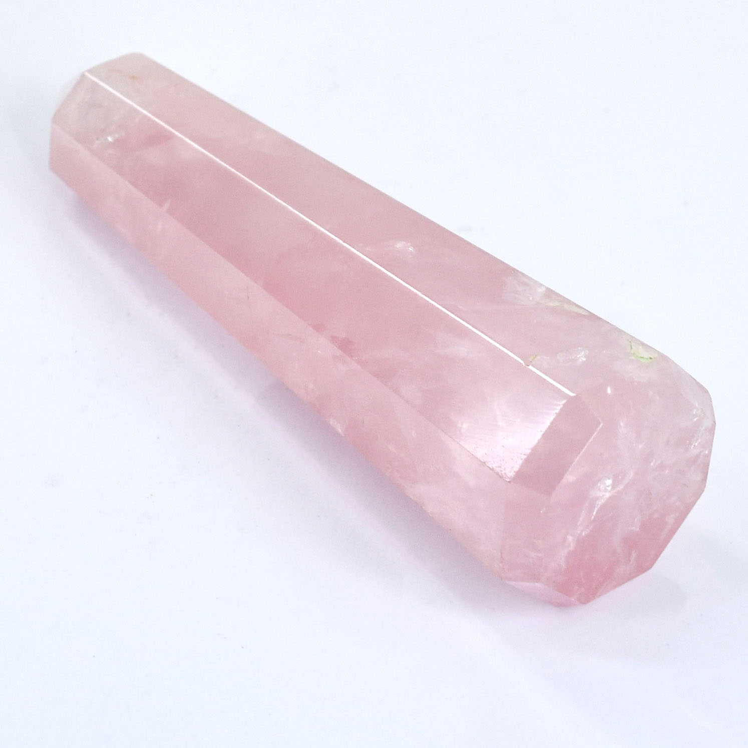 Natural Rose Quartz Healing Crystal Wand (Faceted Obelisk Point)