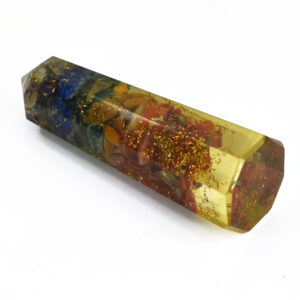 7 Chakra Orgonite Healing Wand (Faceted Obelisk Point)