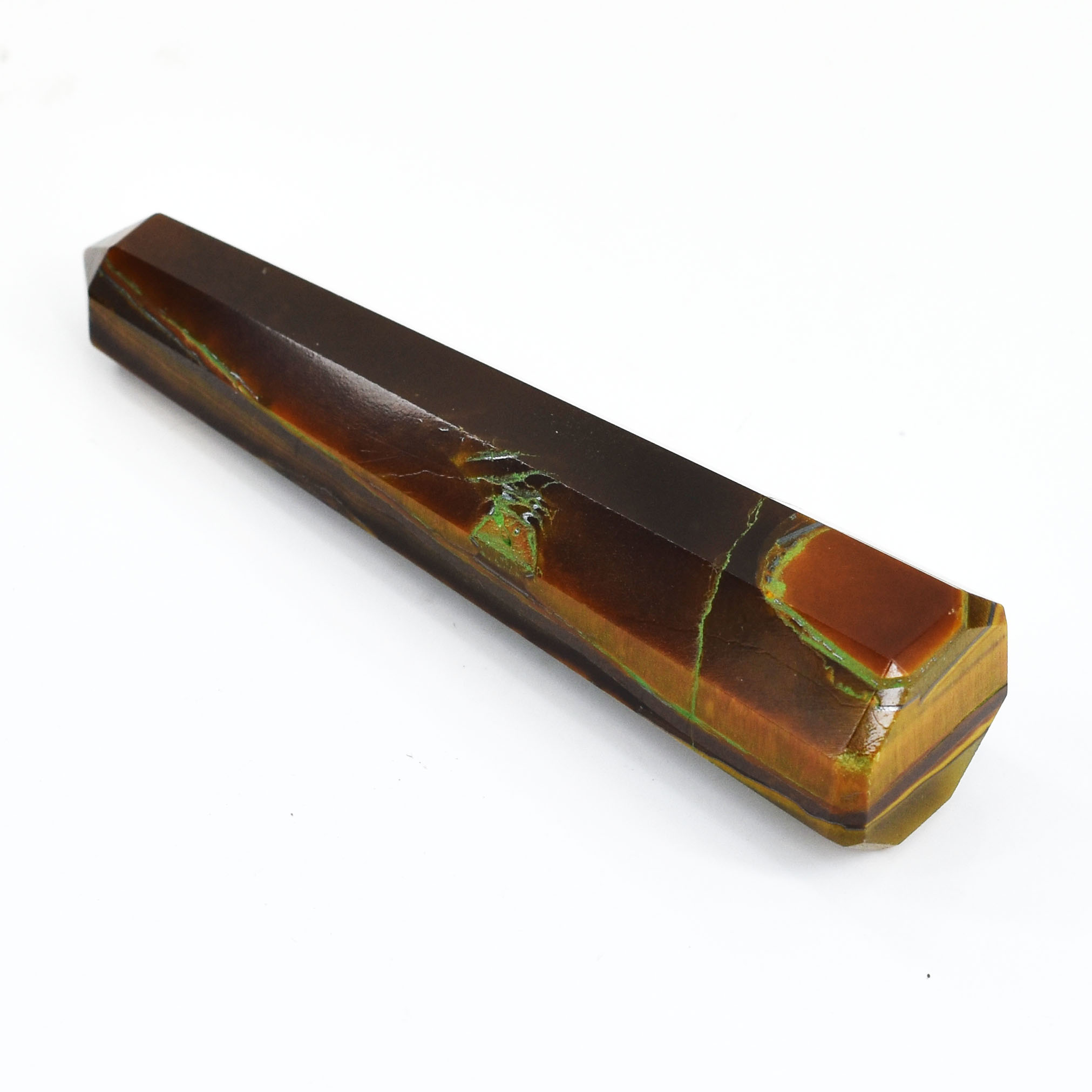 Natural Tiger’s Eye Healing Crystal Wand (Faceted Obelisk Point) - Image 4