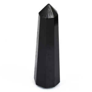 Natural Black Obsidian Healing Crystal Wand (Faceted Obelisk Point)