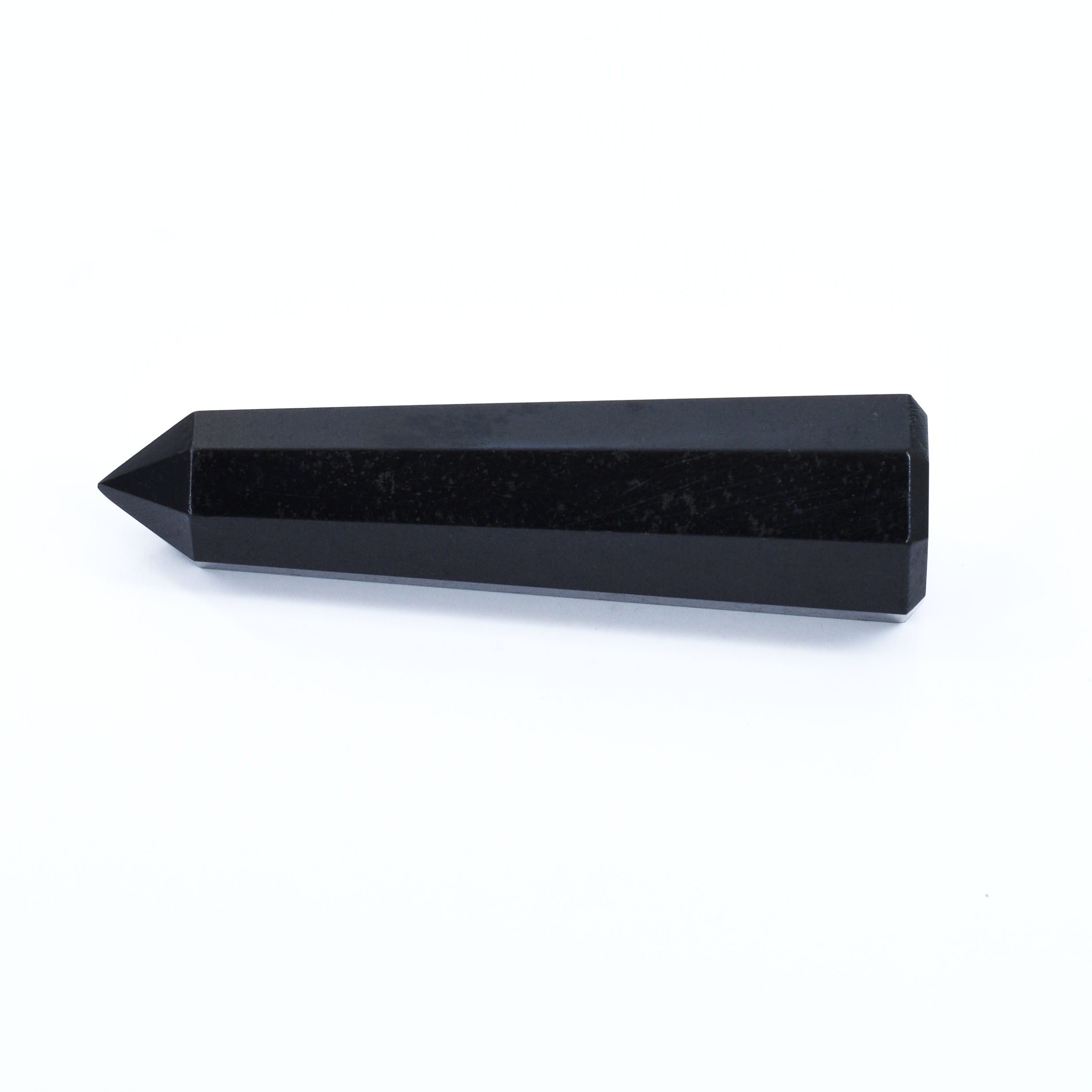 Natural Black Obsidian Healing Crystal Wand (Faceted Obelisk Point) - Image 2