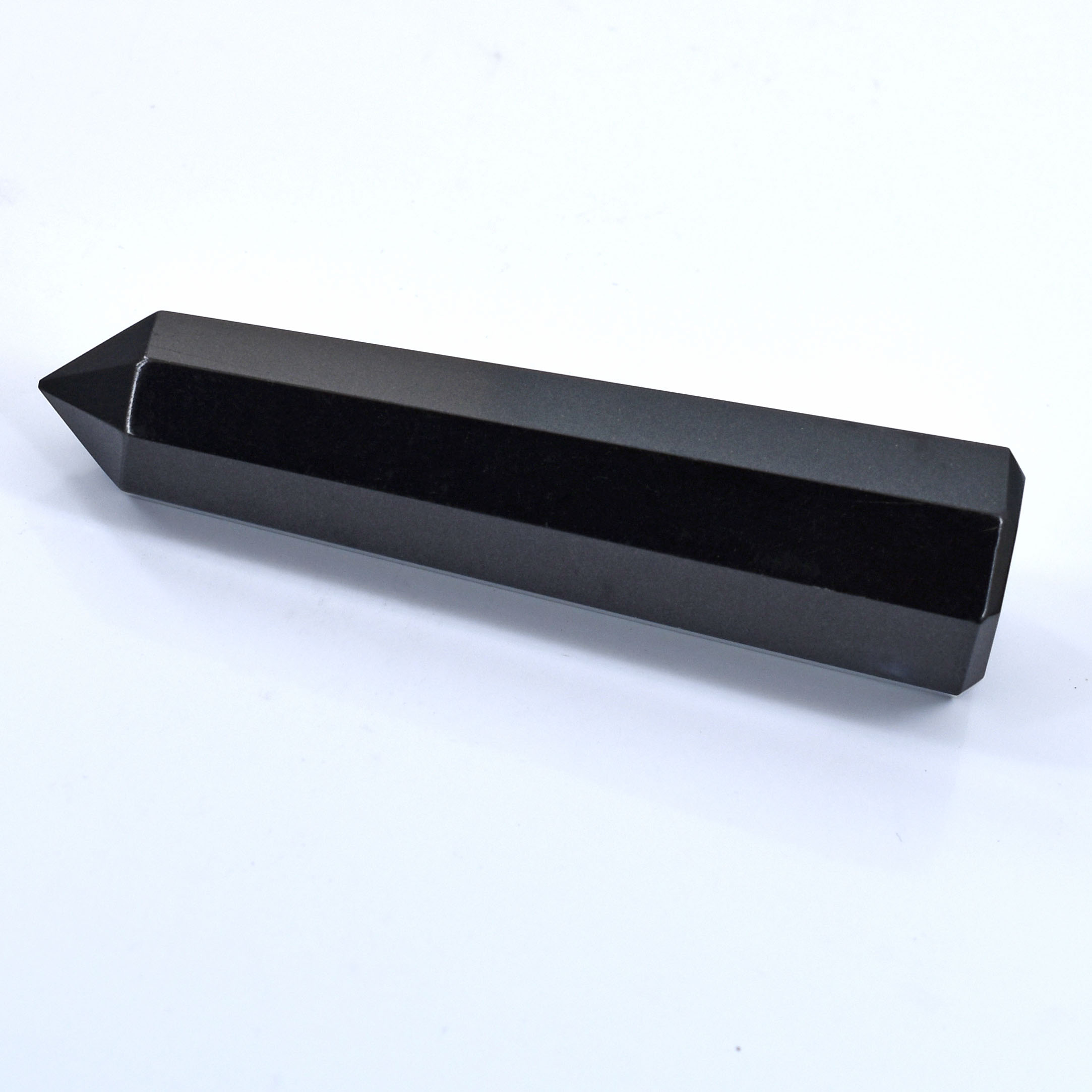 Natural Black Obsidian Healing Crystal Wand (Faceted Obelisk Point) - Image 4