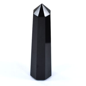 Natural Black Obsidian Healing Crystal Wand (Faceted Obelisk Point)