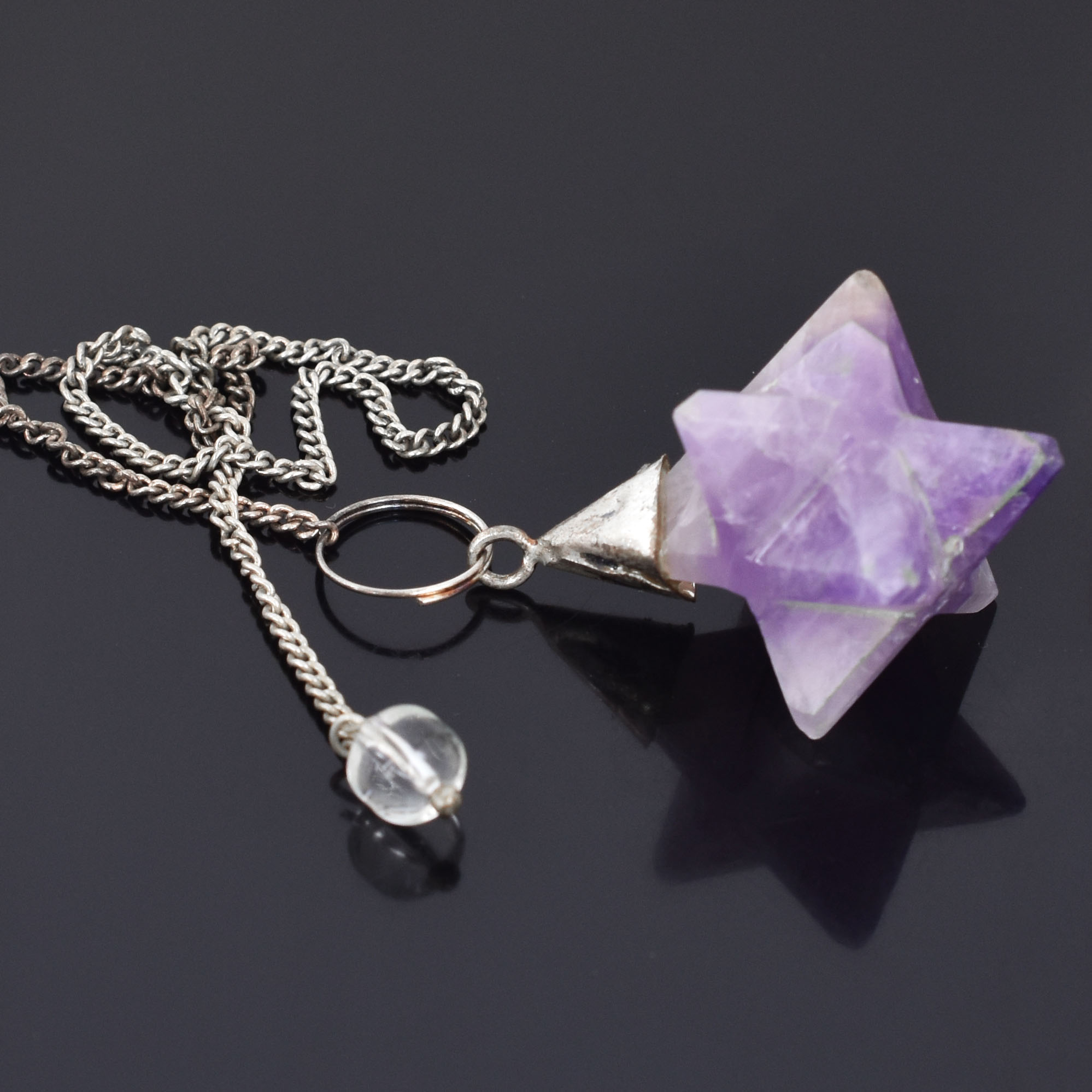 Natural Amethyst Merkaba Star Pendulum - Image 2