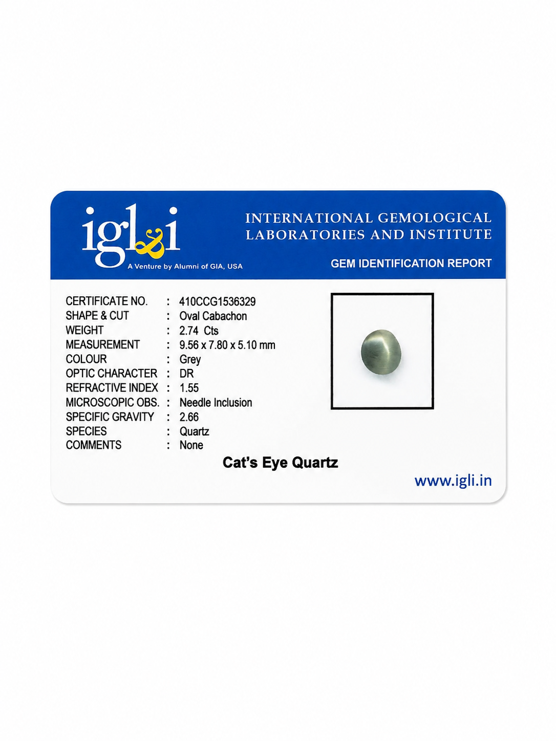 Natural Cat's Eye Quartz (Lehsunia) Gemstone – 2.74 Carats Certified Oval Cabochon - Image 3