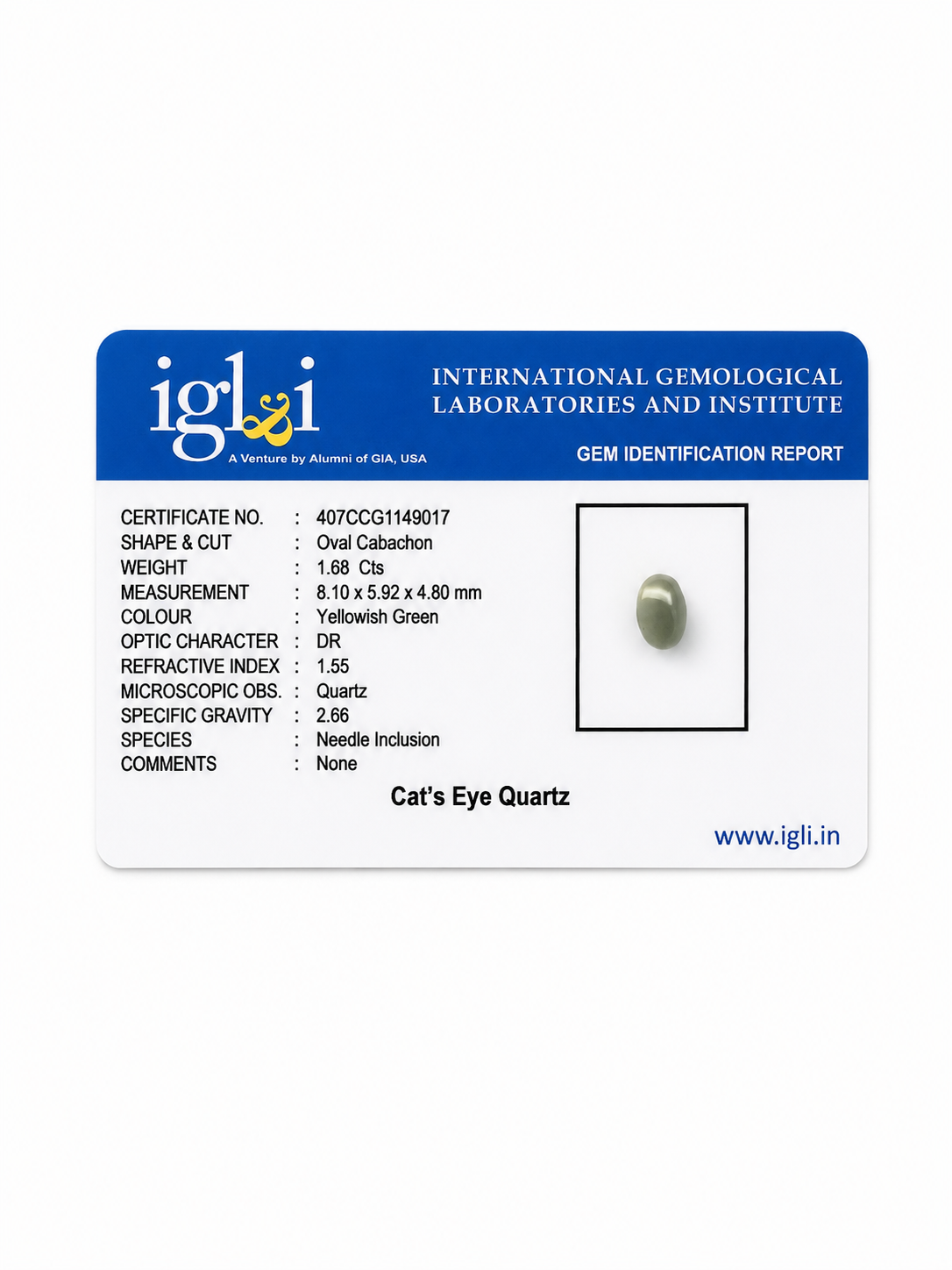 Natural Cat’s Eye Quartz (Lehsunia) Gemstone – 1.68 Carat Certified Oval Cabochon - Image 4
