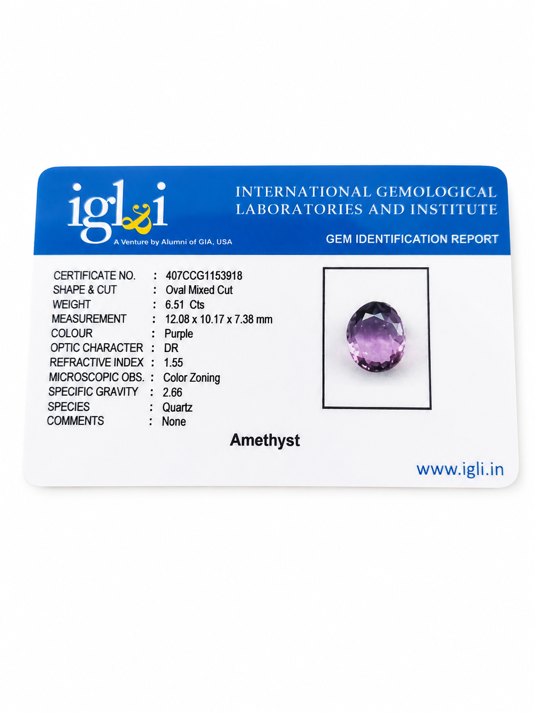 Natural Amethyst Oval Mixed Cut Gemstone – 6.51 Carats Certified Purple Quartz - Image 5