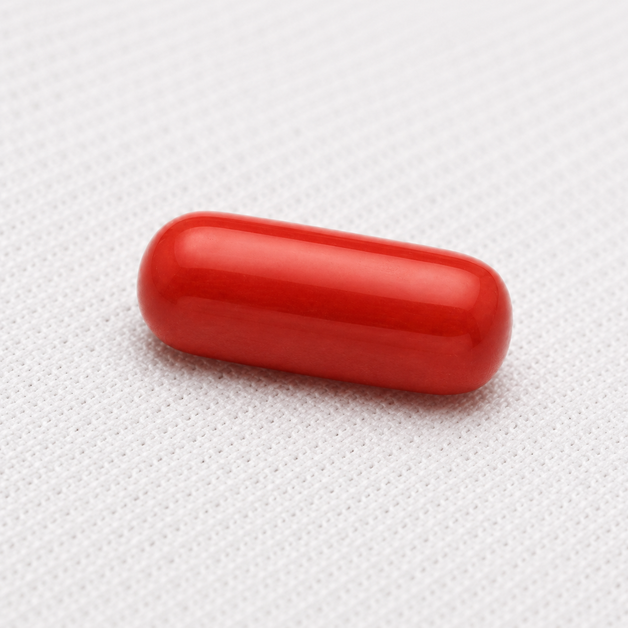 Natural Red Coral (Moonga) Gemstone – 5.75 Carat | Long Capsule Cabochon Cut