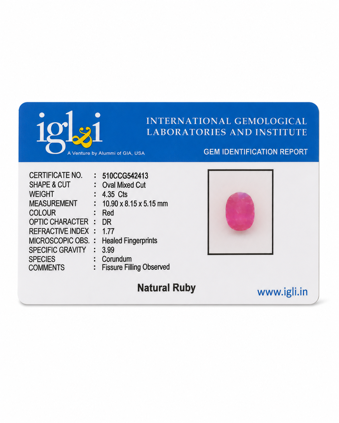 Premium 4.35 Cts Certified Natural Ruby (Manik) Oval Mixed Cut - Image 3