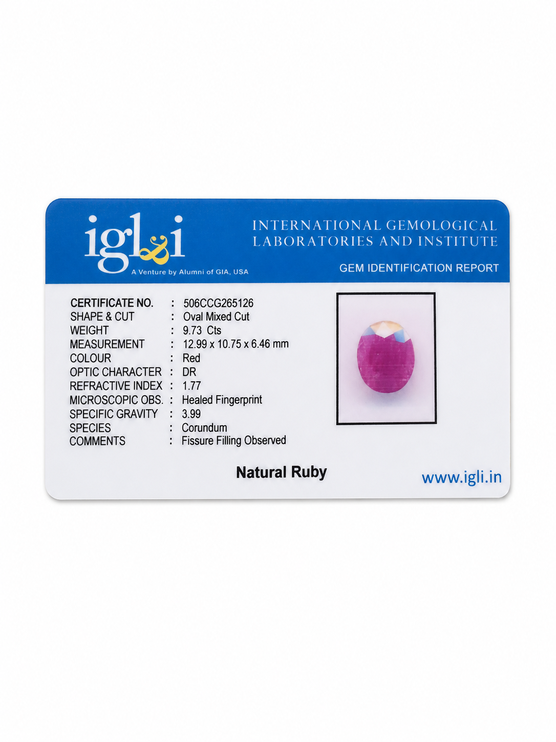 Premium 9.73 Cts Certified Natural Ruby (Manik) Oval Mixed Cut - Image 2