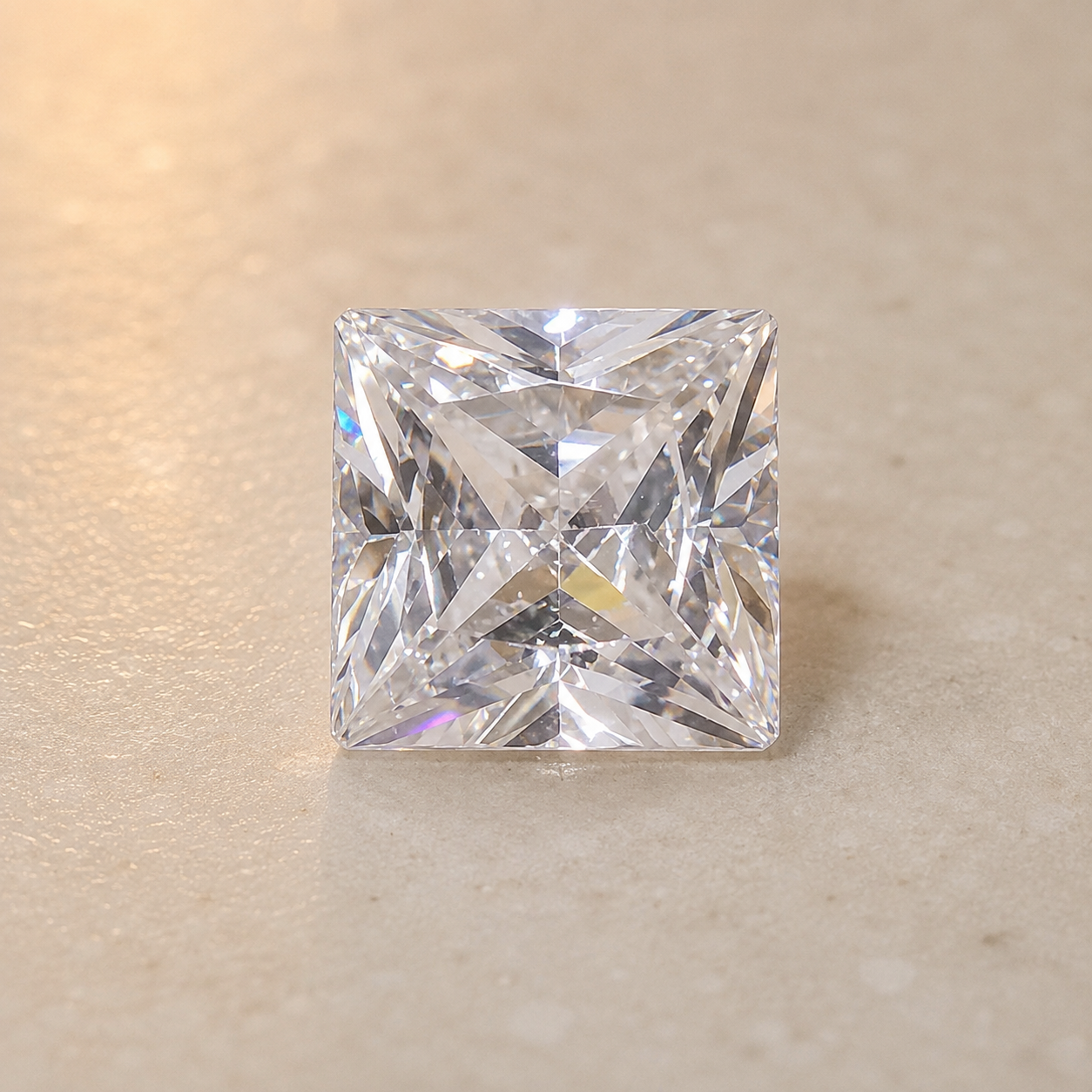 Natural White Zircon Gemstone – Princess Cut | 21.25 CT Certified Loose Gemstone