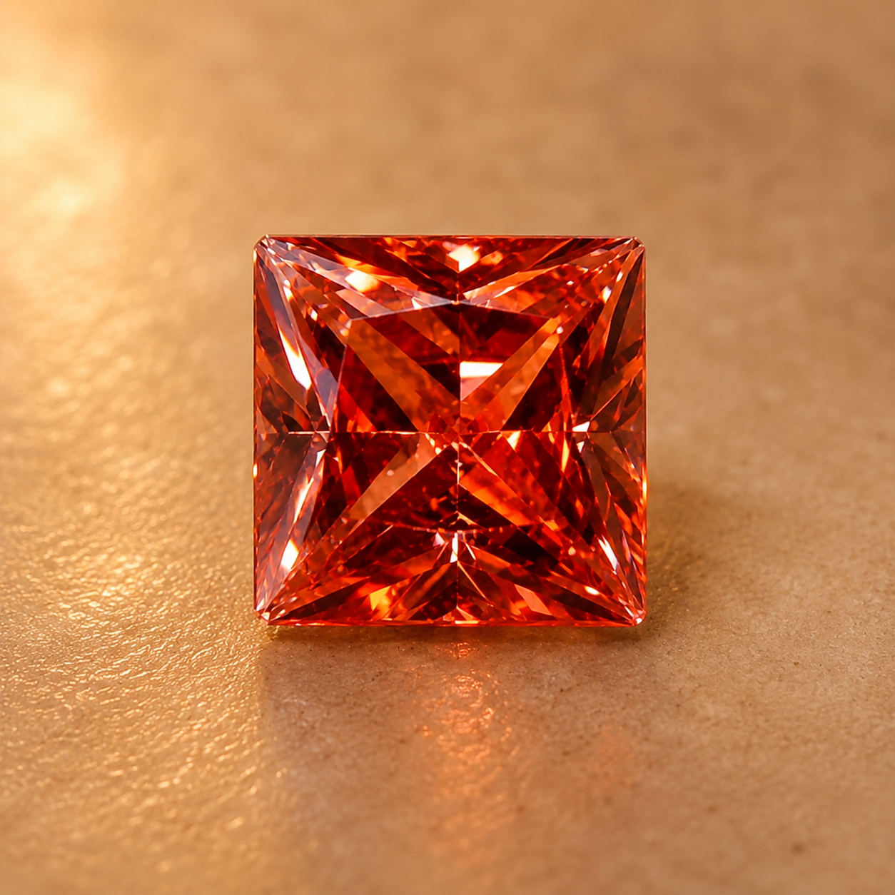 Natural Red Zircon Square Princess Cut Loose Gemstone – 6.70 CT