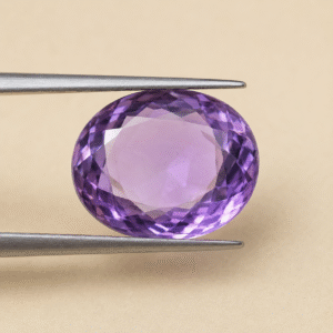 Natural Amethyst Gemstone – 5.84 Carat Oval Mixed Cut Certified Purple Quartz