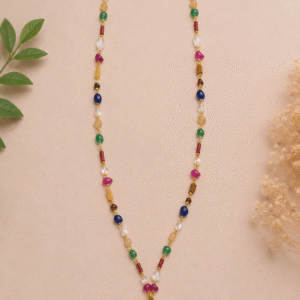 Natural Navratna Gemstone Necklace with Rahu-Ketu Protection Pendant