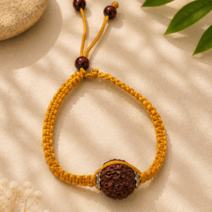 Natural 5 Mukhi Rudraksha Healing Bracelet for Spiritual Protection & Positive Energy