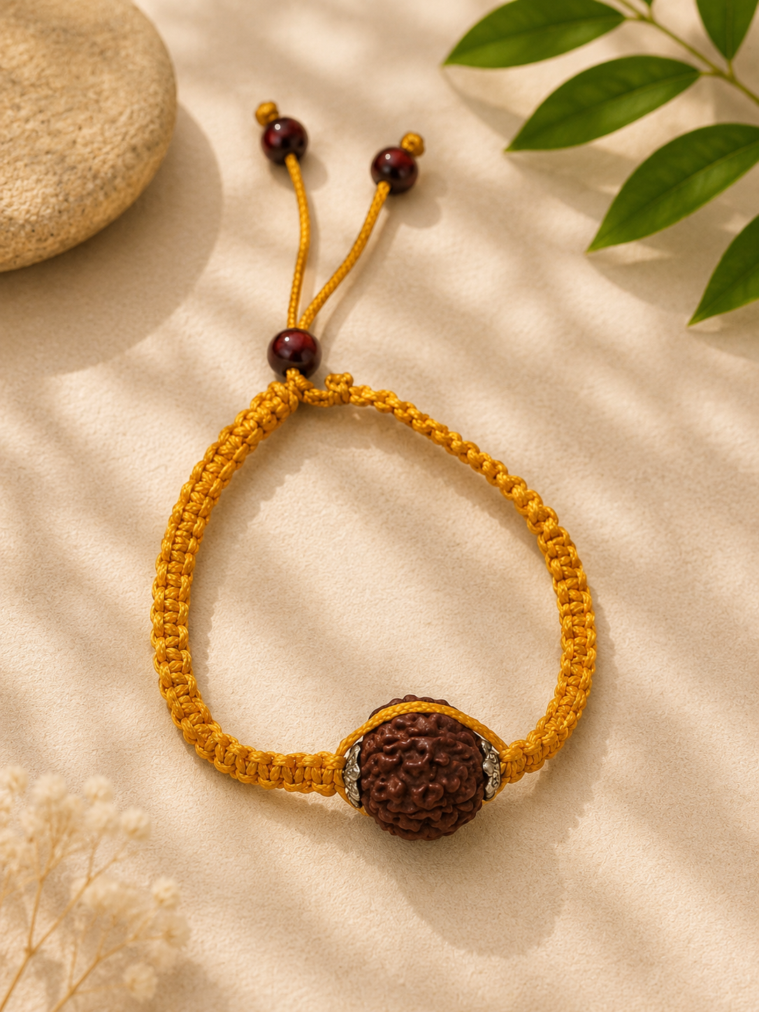 Natural 5 Mukhi Rudraksha Healing Bracelet for Spiritual Protection & Positive Energy