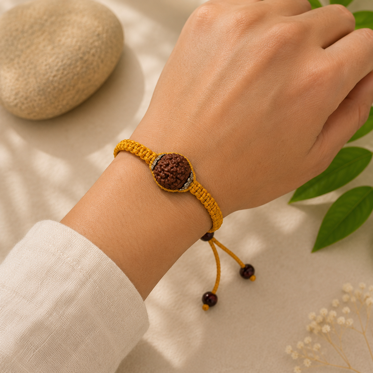 Natural 5 Mukhi Rudraksha Healing Bracelet for Spiritual Protection & Positive Energy - Image 3