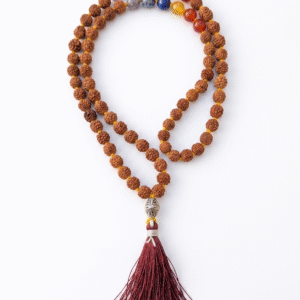Natural Rudraksha Navratna Jap Mala | 108 Beads Spiritual Prayer Mala | Handmade Meditation Necklace