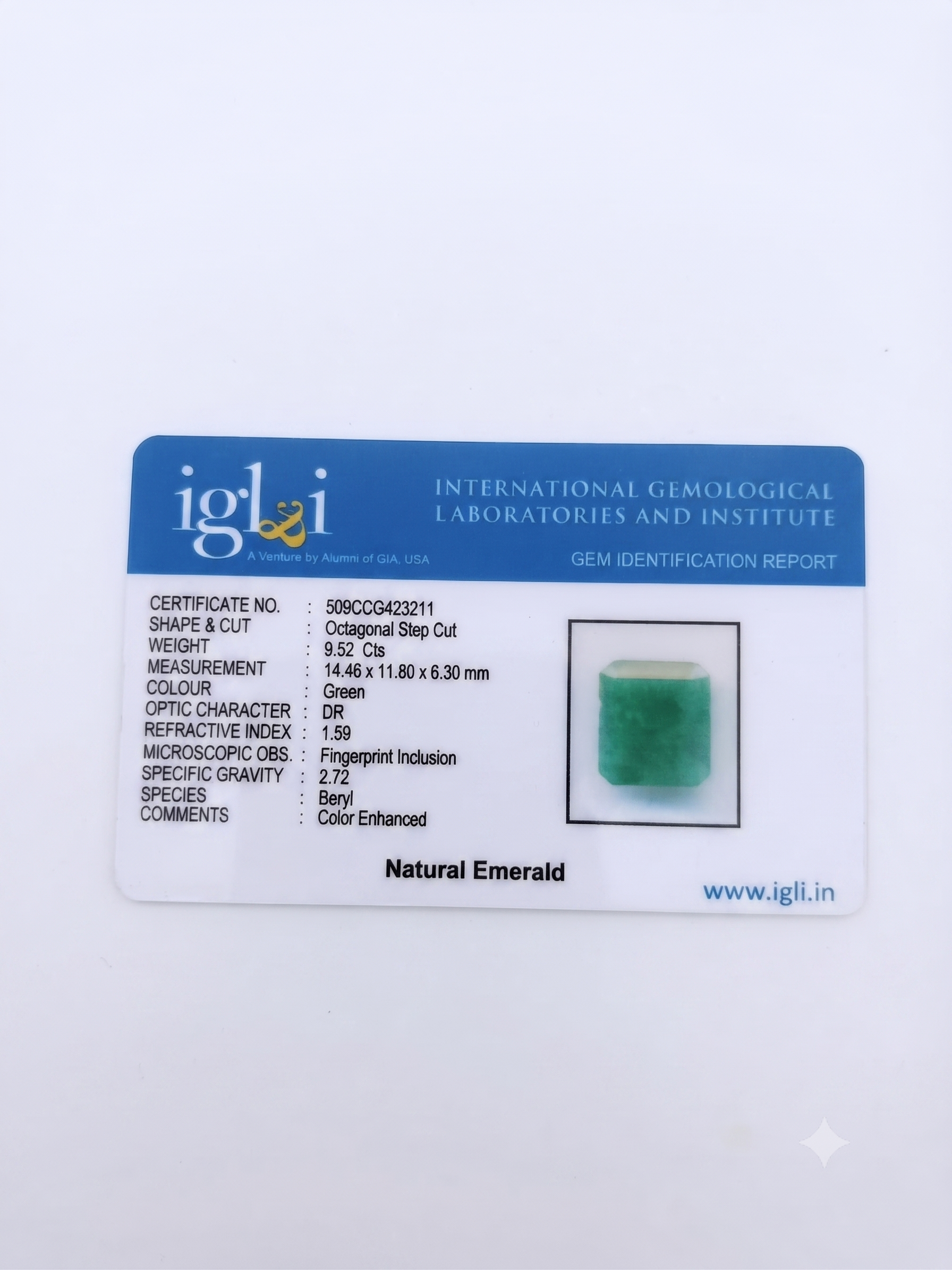 Natural Emerald (Panna) Gemstone – 9.52 Carat Certified Octagonal Step Cut Green Emerald - Image 3