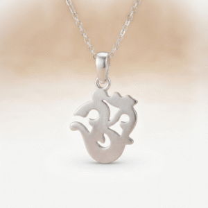 Om Symbol Silver-Tone Pendant with Chain | Spiritual Pendant – 11.95 CT
