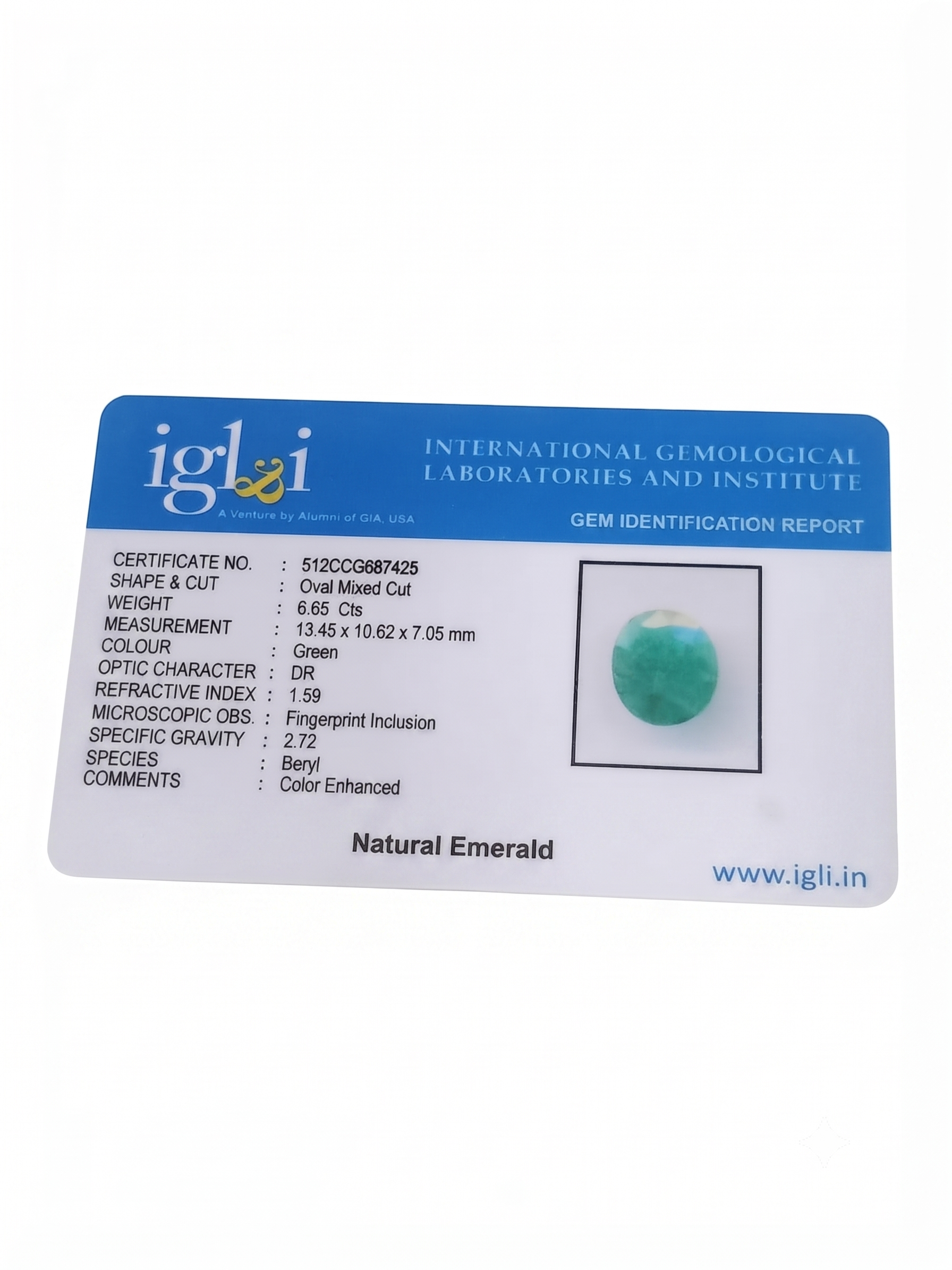 Natural Emerald (Panna) Oval Mixed Cut Gemstone – 6.65 Carats | IGI Certified - Image 4
