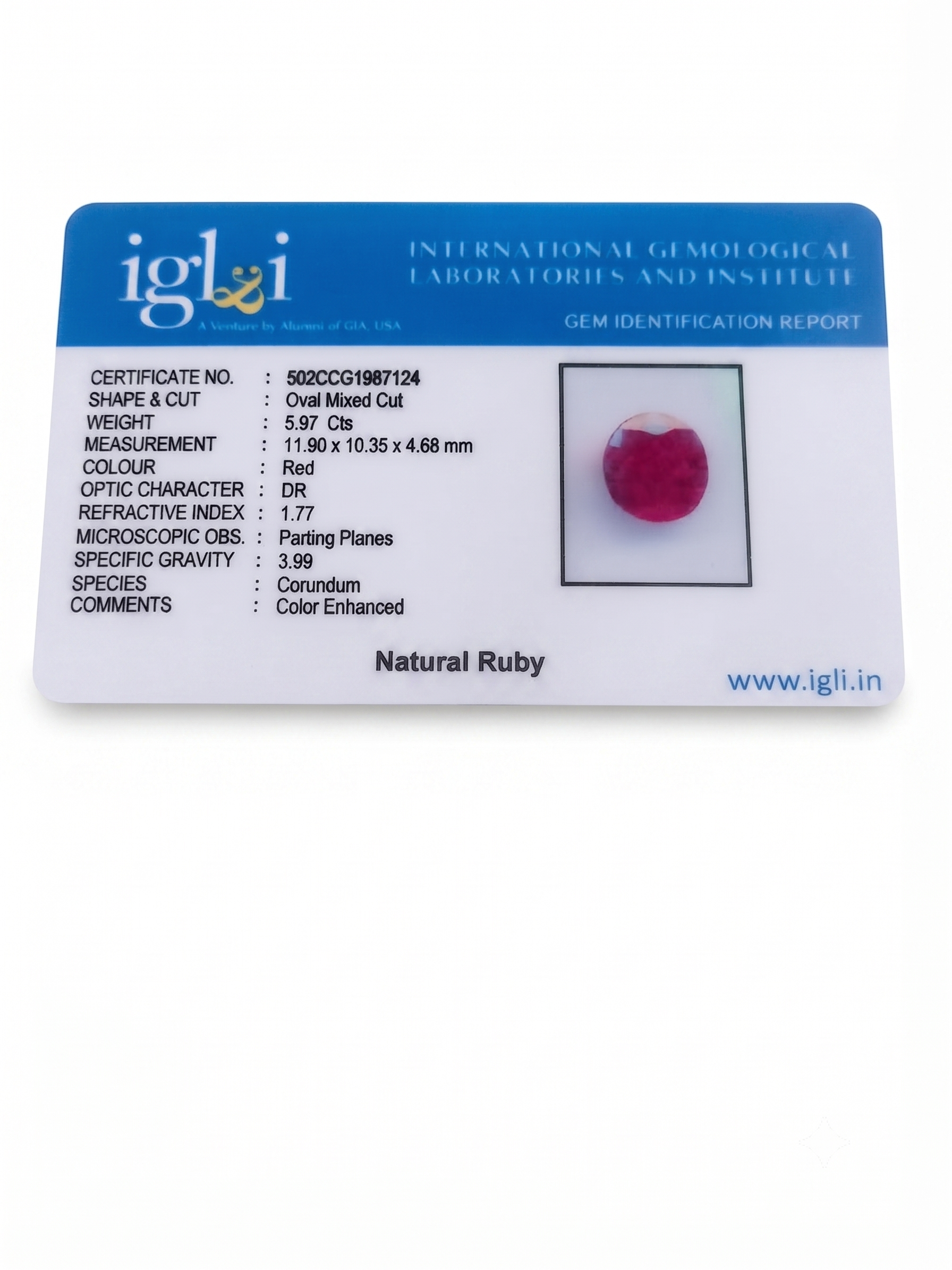 Premium 5.97 Cts Certified Natural Ruby (Manik) Oval Mixed Cut - Image 2