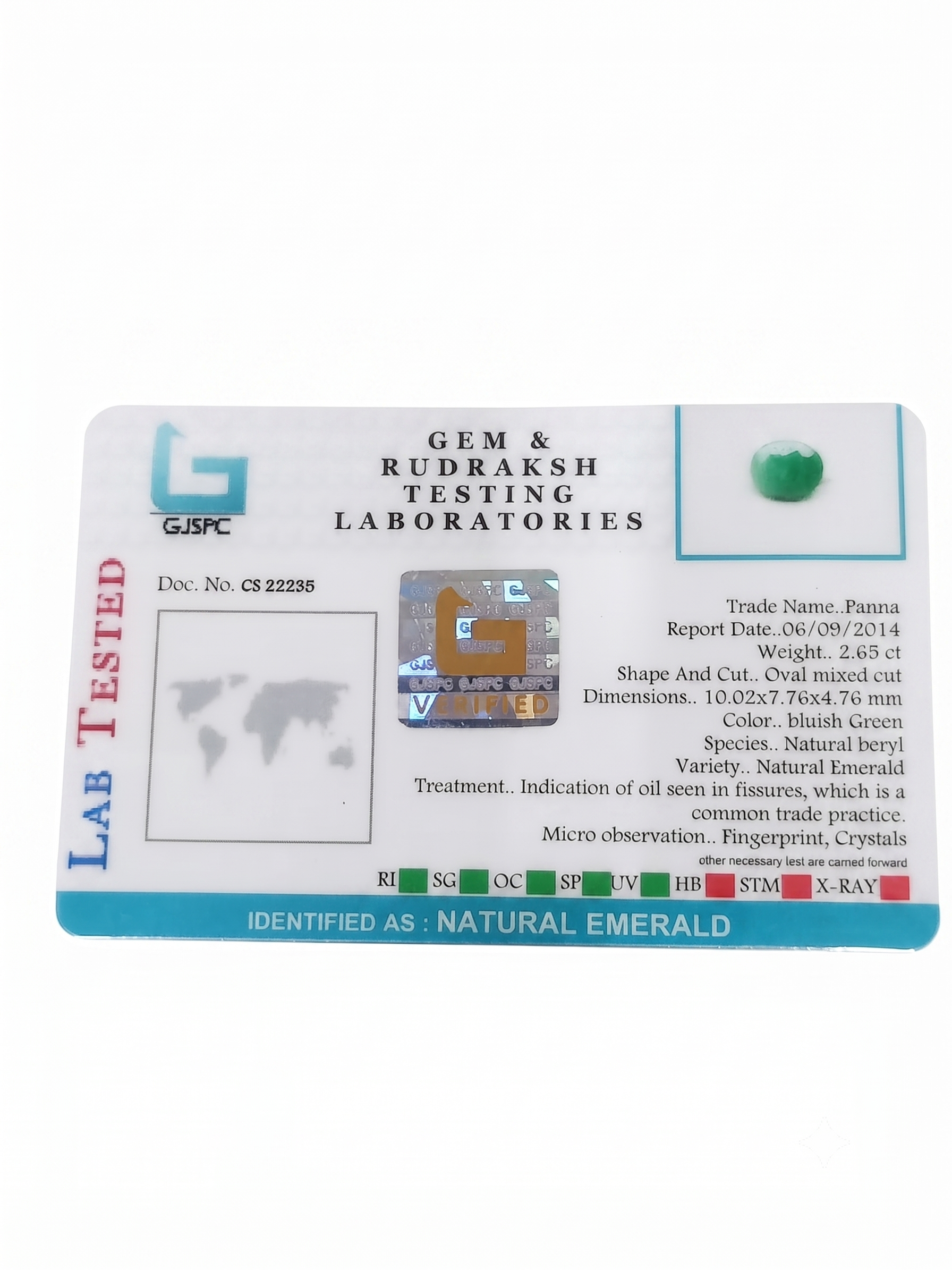 Natural Panna (Emerald) 2.65 Carat Certified Gemstone - Image 6