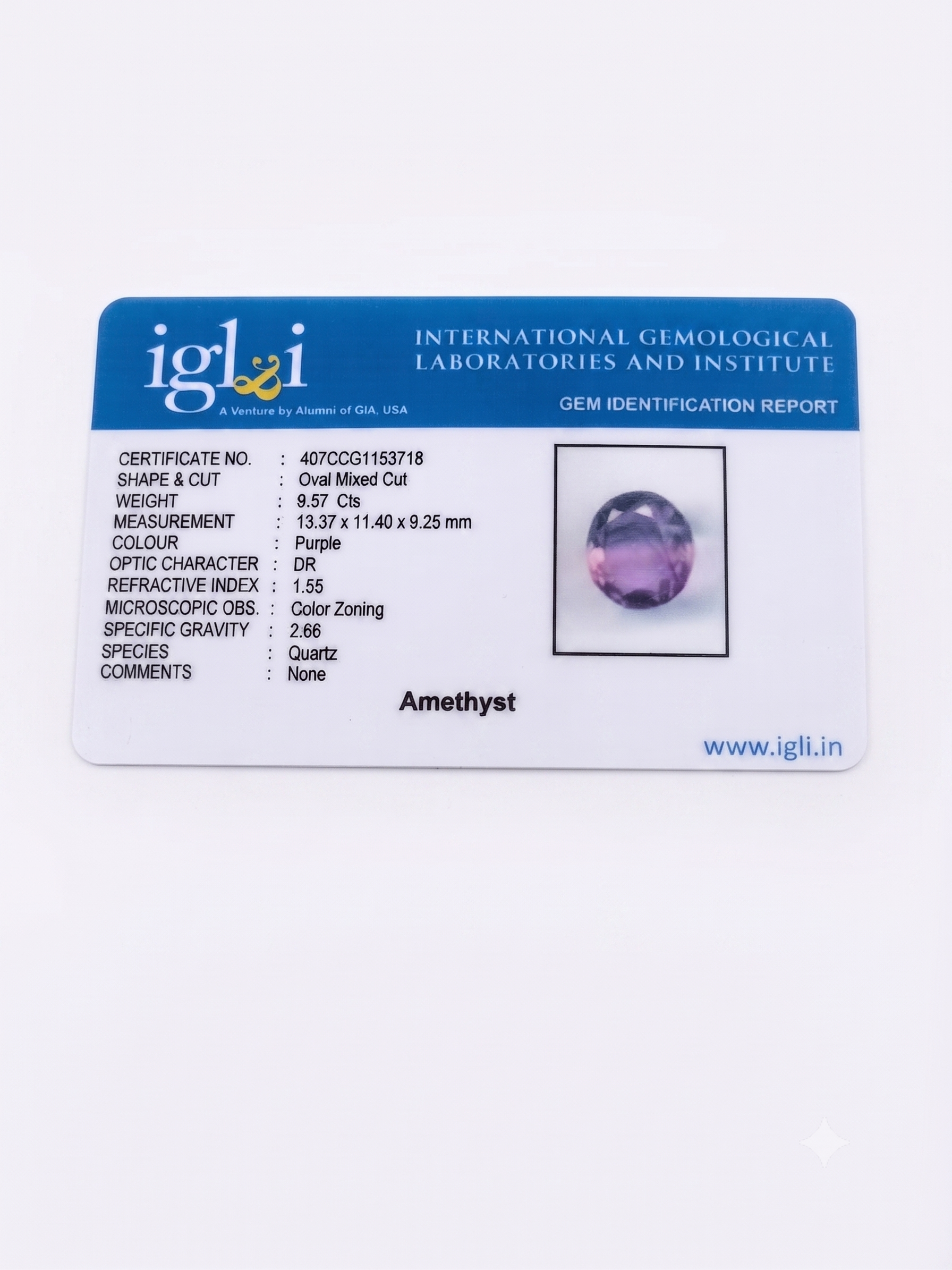Natural Amethyst (Jamunia) Gemstone – 9.57 Carat Certified Oval Mixed Cut Purple Quartz Stone - Image 5