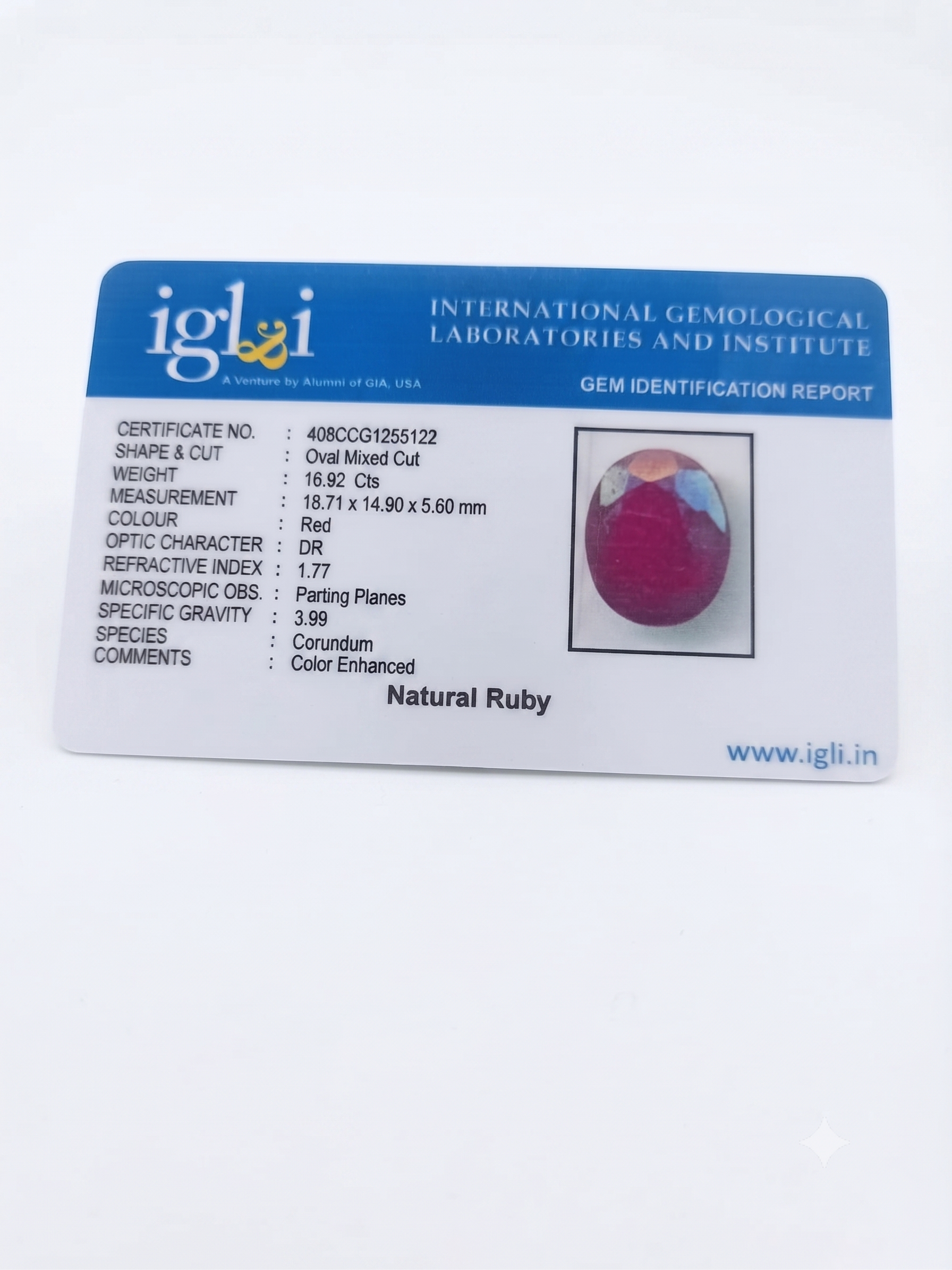 Premium 16.92 Cts Certified Natural Ruby (Manik) Oval Mixed Cut - Image 2