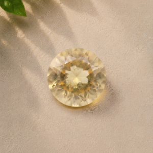 Natural Citrine Quartz Certified Gemstone – 4.85 Carat Round Brilliant Cut