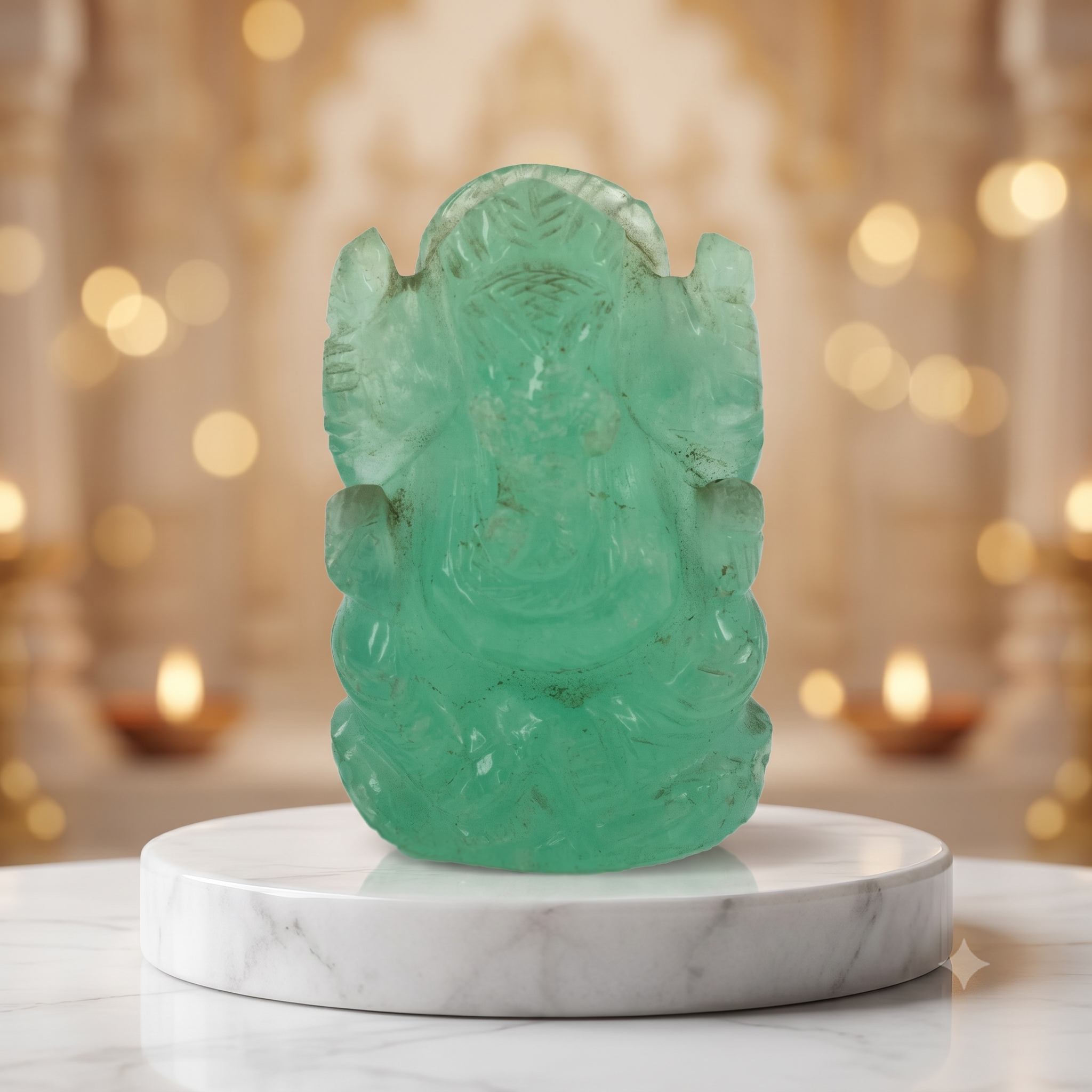 Natural Fluorite Ganesha Idol | Crystal Lord Ganesha Statue for Wisdom, Protection & Prosperity
