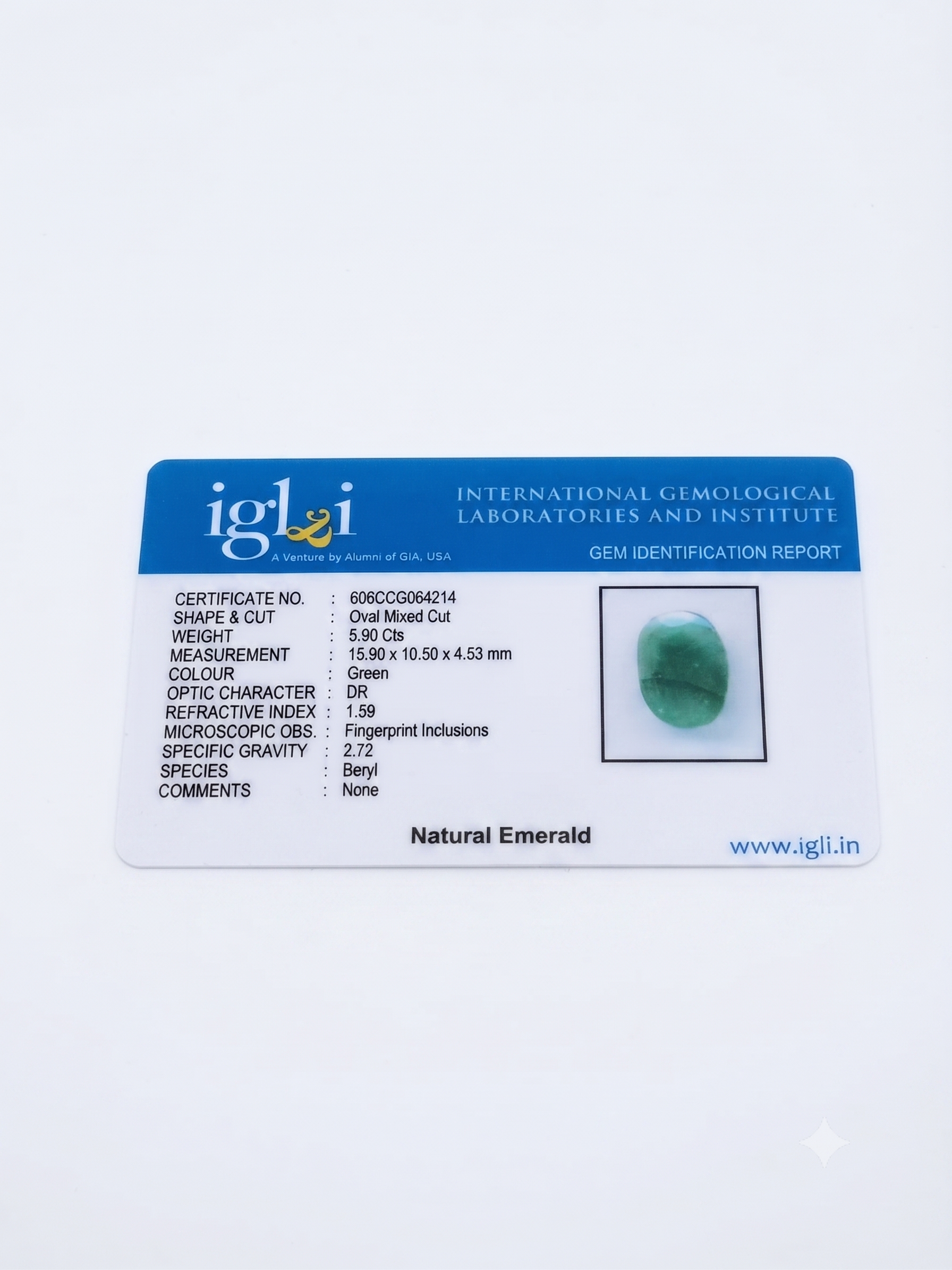 Natural Emerald (Panna) – 5.90 Carat IGI Certified Oval Mixed Cut Green Emerald - Image 5