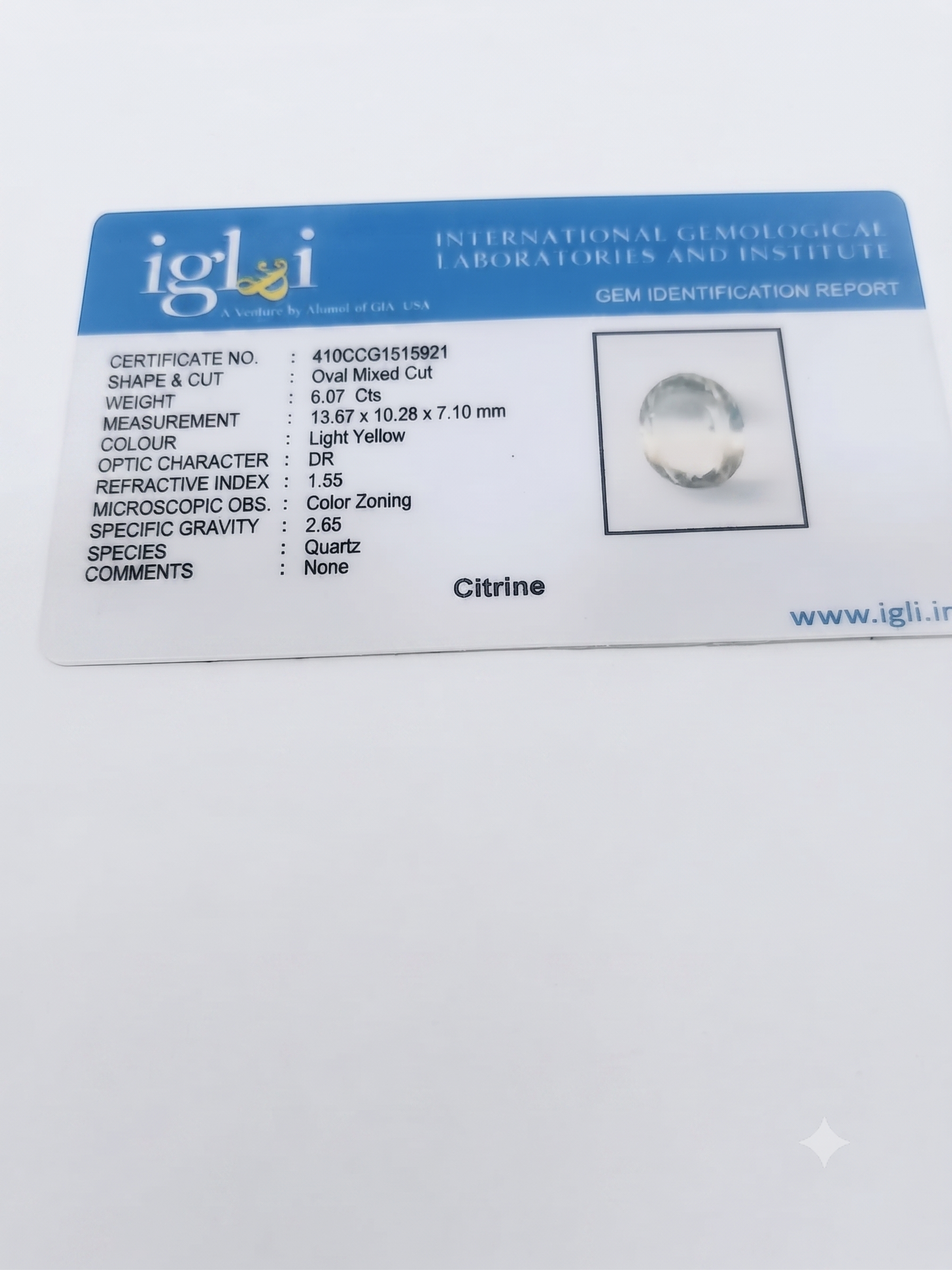 Natural Certified Citrine Gemstone – Oval Mixed Cut | 6.07 Carat Light Yellow Quartz - Image 5