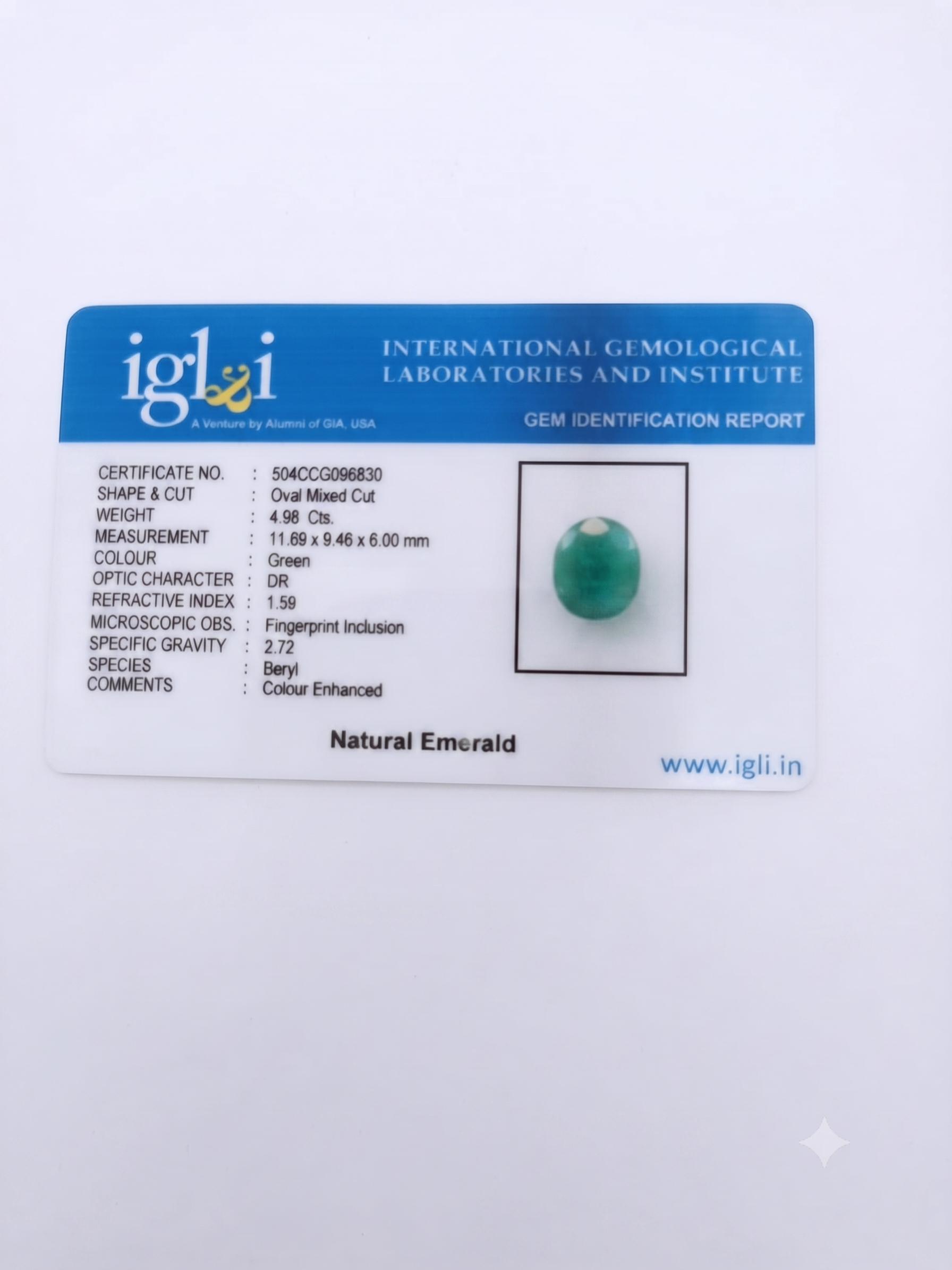 Natural Emerald (Panna) – Oval Mixed Cut Loose Gemstone (4.98 Cts) - Image 3