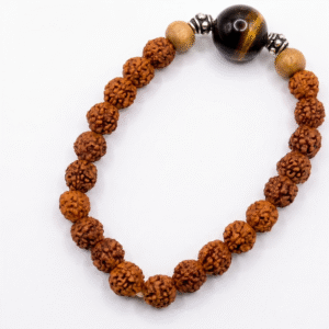 Natural Rudraksha & Tiger Eye Bracelet | Handmade Spiritual Healing Bracelet | Unisex