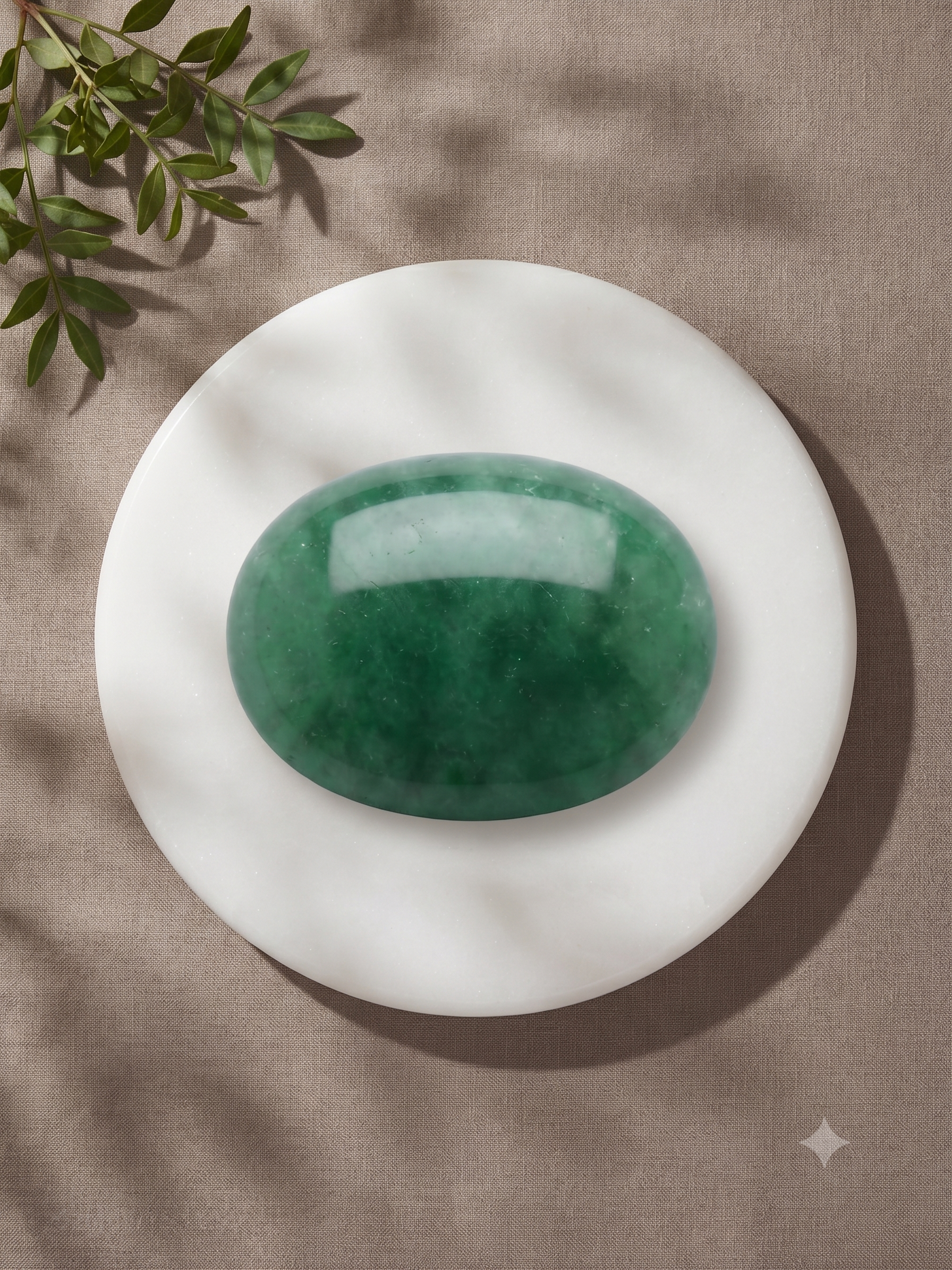 Natural Emerald (Panna) – Oval Cabochon Loose Gemstone - Image 3