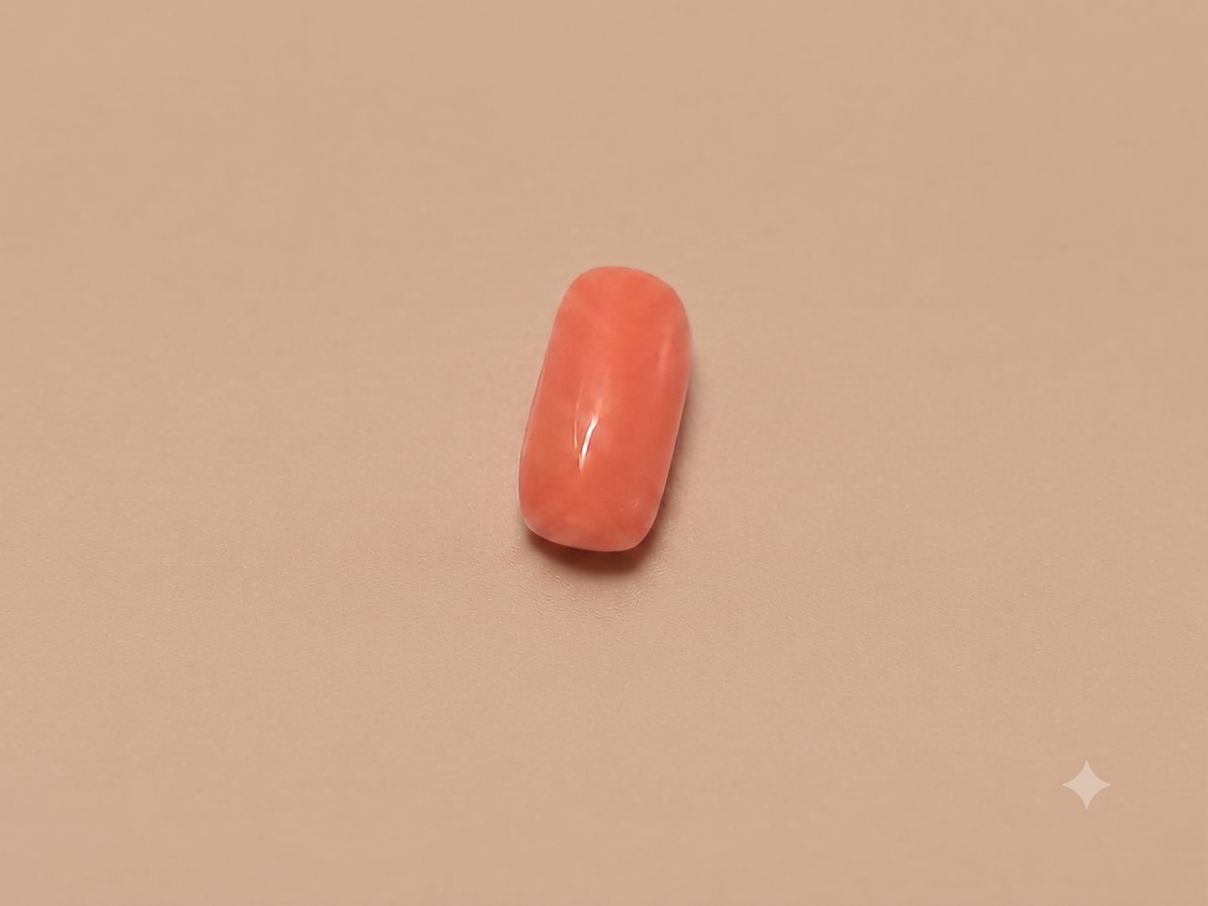 Natural Red Coral (Moonga) Gemstone – 3.31 Carat | Capsule Cabochon Cut