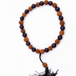 Natural Rudraksha & Black Agate Bracelet | Handmade Spiritual Healing Bracelet | Unisex